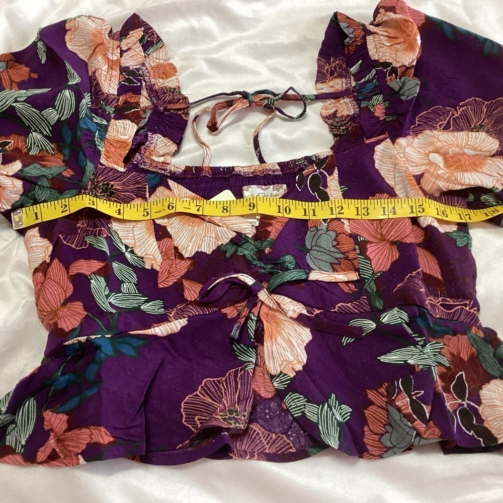 NEW Band of The Free Floral Crop Top Purple M Boho - Picture 7 of 9